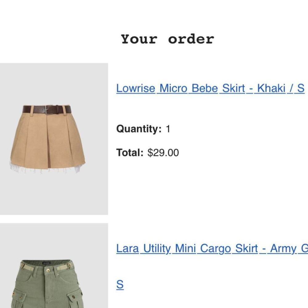 ChaCha Low Rise Micro Bebe Mini Skirt Womens S Khaki Y2K Preppy Minimalist NWOT - Picture 6 of 6